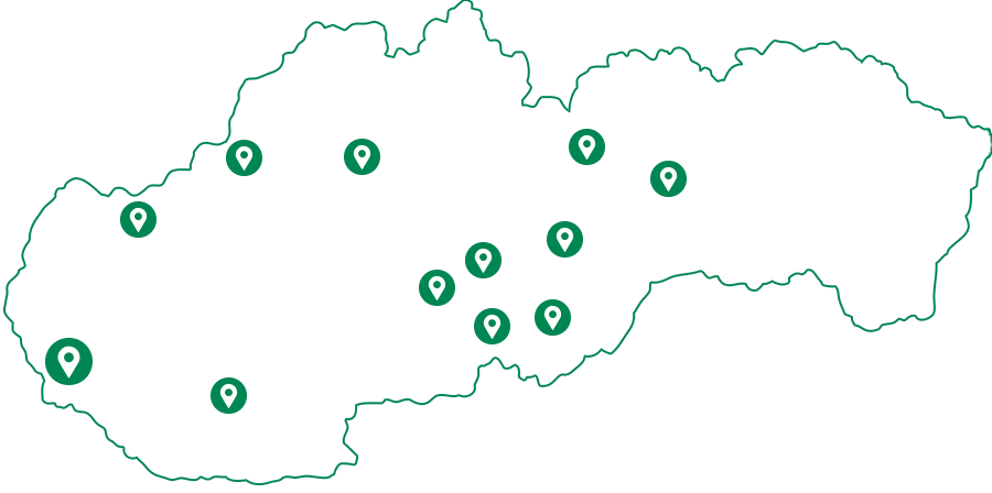 Mapa pobočiek Brantner Slovakia